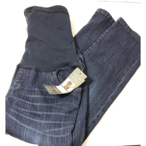 Oh Baby by Motherhood Maternity Womens Dark Wash Pockets Jean Capris Sz S New - Picture 2 of 9